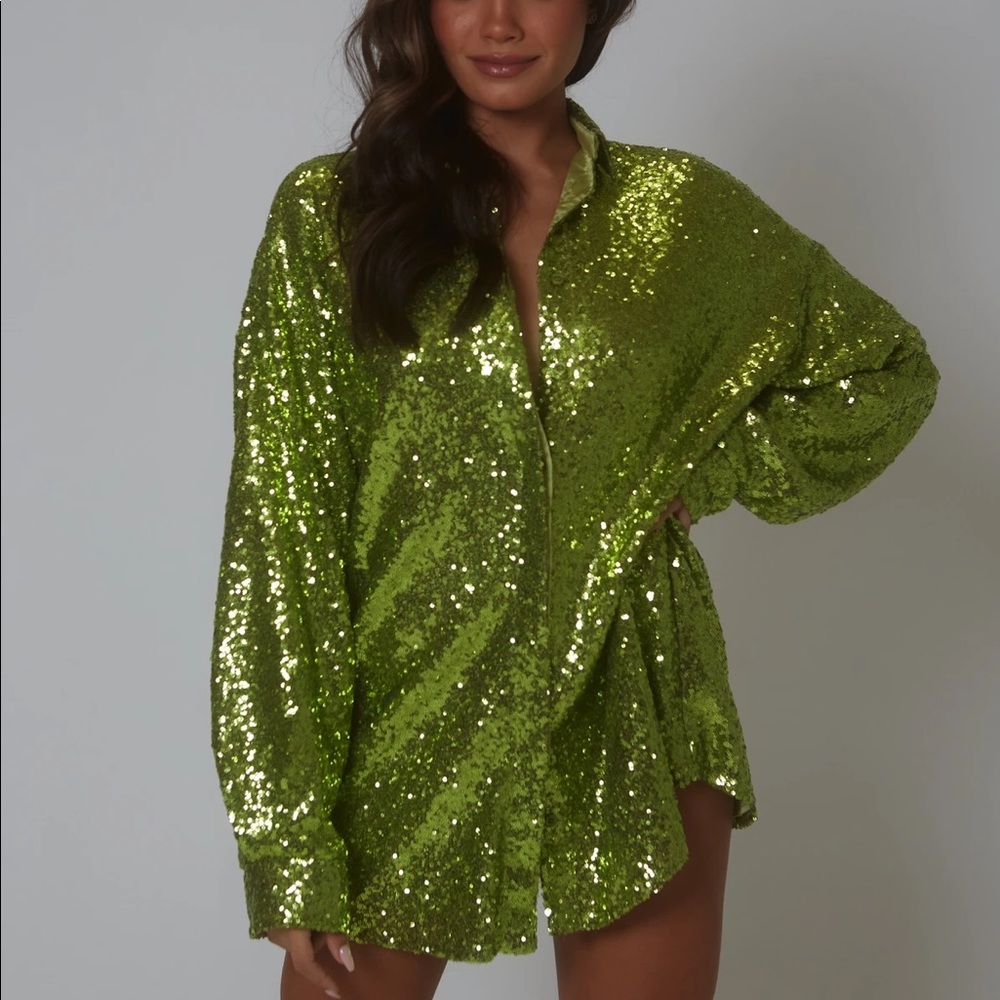 SLA the Label Green Sequin Dress
